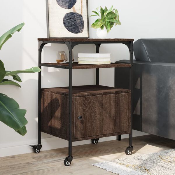 vidaXL Tulostinteline 3 tasoa ruskea tammi 50x40x76 cm tekninen puu