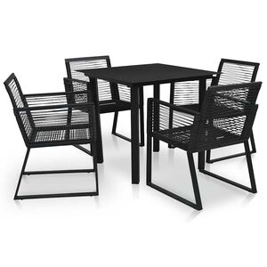 vidaXL 5-osainen ulkoruokailuryhm&auml; PVC rottinki musta
