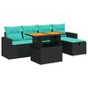 vidaXL 6-osainen Puutarhasohvasarja tyynyill&auml; musta polyrottinki