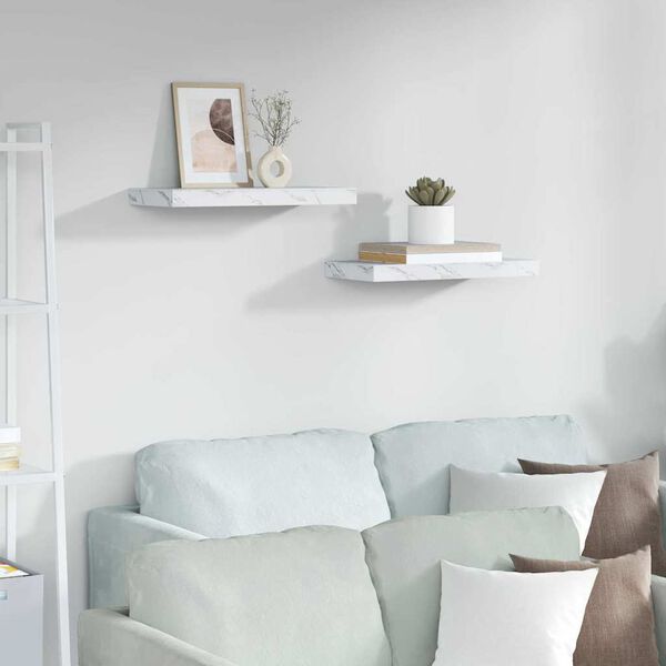 vidaXL Sein&auml;hylly 2 pcs Valkoinen marmori 50 x 23,5 x 4 cm