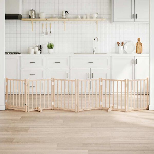 vidaXL koiraportti ovella taitettava 6 paneelia 300 cm massiivipuu