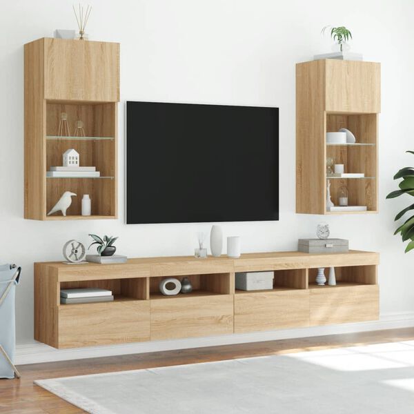 vidaXL TV-kaappi LED-valoilla Sonoma-tammi 40,5x30x90 cm