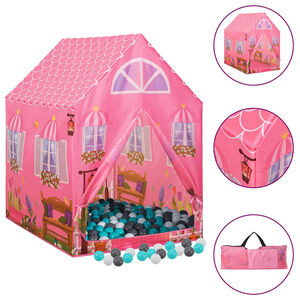 vidaXL Lasten leikkiteltta 250 pallolla pinkki 69x94x104 cm