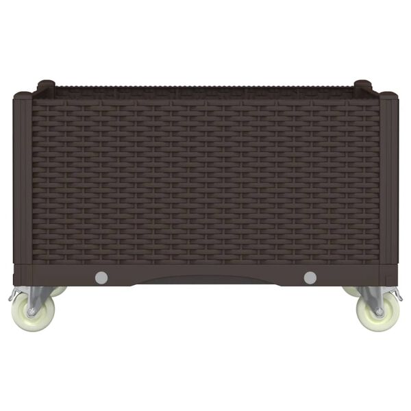 vidaXL Ulkokukkalaatikko pyörillä ruskea 80x50x54 cm PP