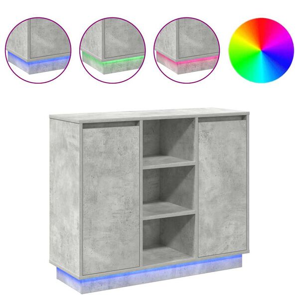 vidaXL LED-pöytätaso ovella Betoni Harmaa 90 x 32 x 75 cm Tekninen puu