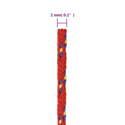 vidaXL Veneköysi punainen 2 mm 25 m polypropeeni