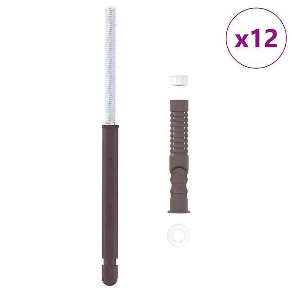 vidaXL Vaijeri-hyllypidikkeet 12 pcs Beige Ø10 x 170 mm Teräs