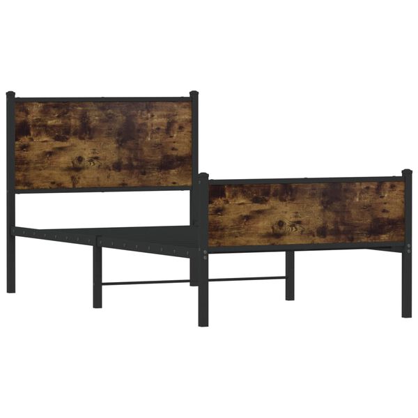 vidaXL Metallinen sängynrunko ilman patjaa savutammi 90x200 cm