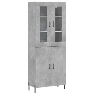 vidaXL Kaappi betoninharmaa 69,5x34x180 cm tekninen puu
