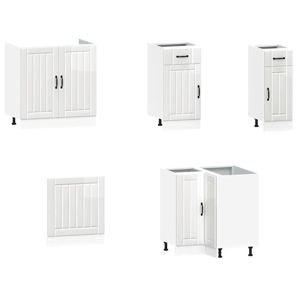 vidaXL 11-osainen keitti&ouml;kaappisarja Lucca kiilt&auml;v&auml; valkoinen