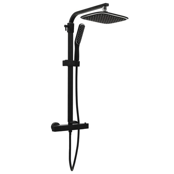 vidaXL Kaksipäinen suihkusetti sekoittimella ja letkulla musta