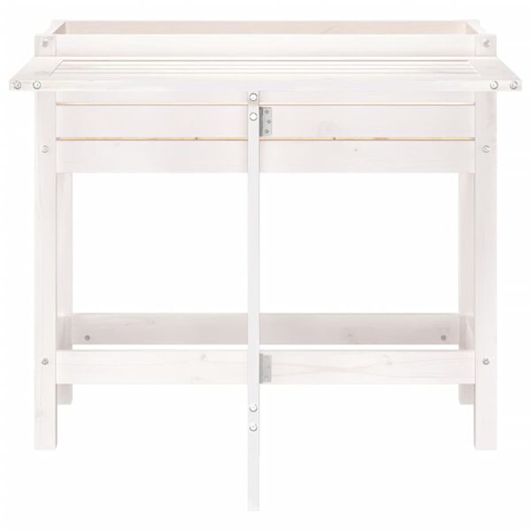 vidaXL Ulkokukkalaatikko avattavalla yläosalla valkoinen täysi mänty