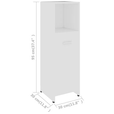 vidaXL 3-osainen kylpyhuoneen kalustesarja valkoinen lastulevy