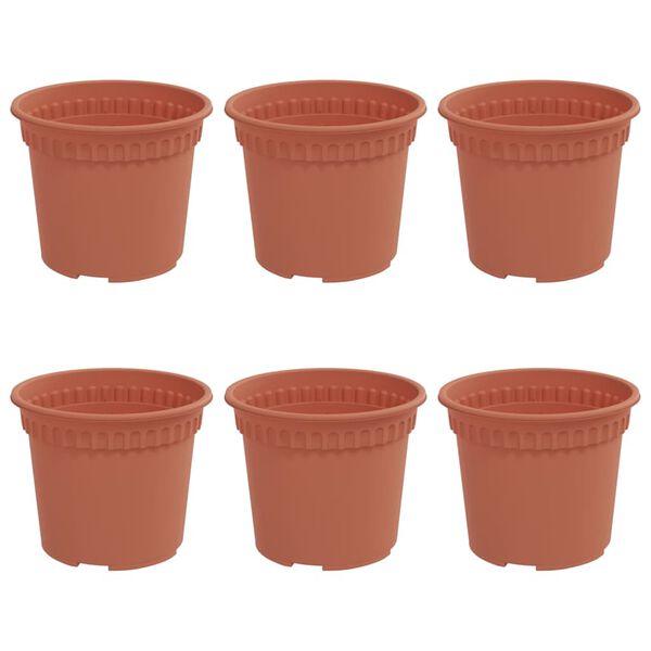 vidaXL Py&ouml;re&auml; kukkaruukku 6 pcs Tiilenpunainen &Oslash; 12,5 x 10 cm Muovi