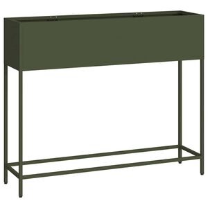 vidaXL Kohotettu puutarhakasvi Oliivinvihre&auml; 100 x 26 x 82 cm Ter&auml;s