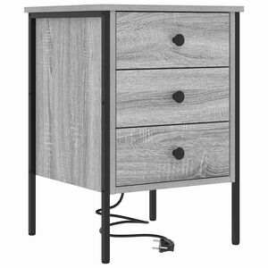 vidaXL Y&ouml;p&ouml;yt&auml;kaappi Harmaa Sonoma 42 x 41 x 61 cm Tekninen puu