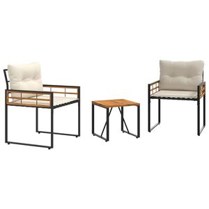 vidaXL Ulkokalusteet Setti tyynyll&auml; 3 pcs Kerma