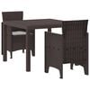 vidaXL Piharuokailu setti 3 pcs Ruskea Polypropeeni