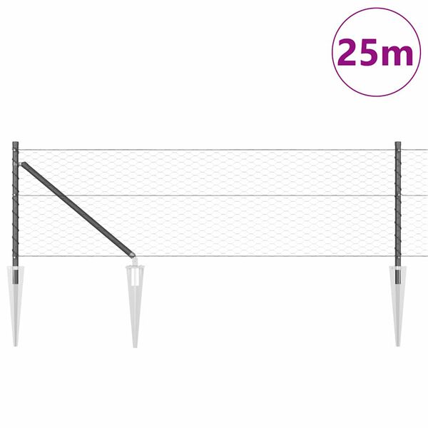 vidaXL Aitalatu Harmaa 25 x 0,6 m (36 mm verkko) Ter&auml;st&auml; ja PVC:t&auml;