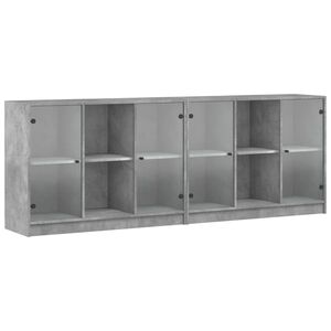 vidaXL Kirjahylly ovilla betoninharmaa 204x37x75 cm tekninen puu