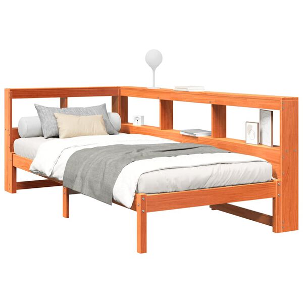 vidaXL S&auml;nky/kirjahylly ilman patjaa vahanruskea 90x200 cm t&auml;ysi m&auml;nty