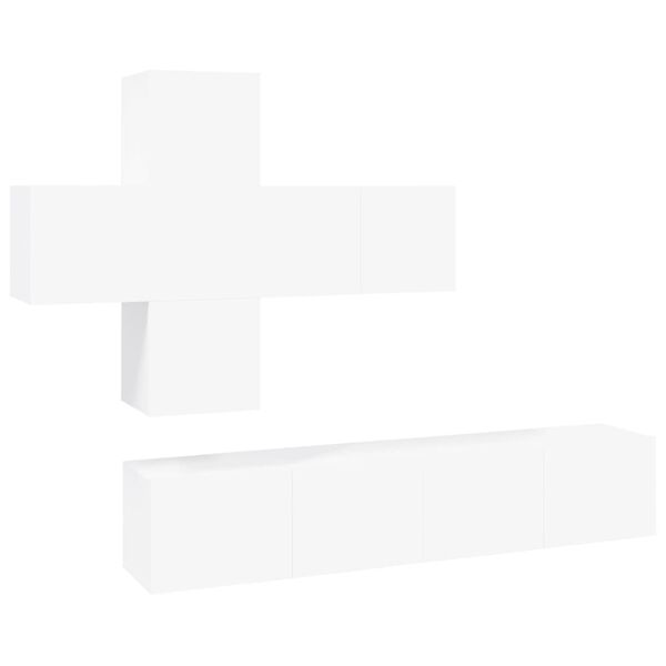 vidaXL 7-osainen TV-kaappisarja valkoinen tekninen puu