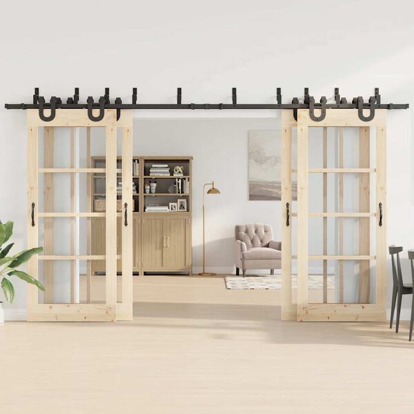 vidaXL Liukuovi Hardware Kit 400 cm Teräs Musta