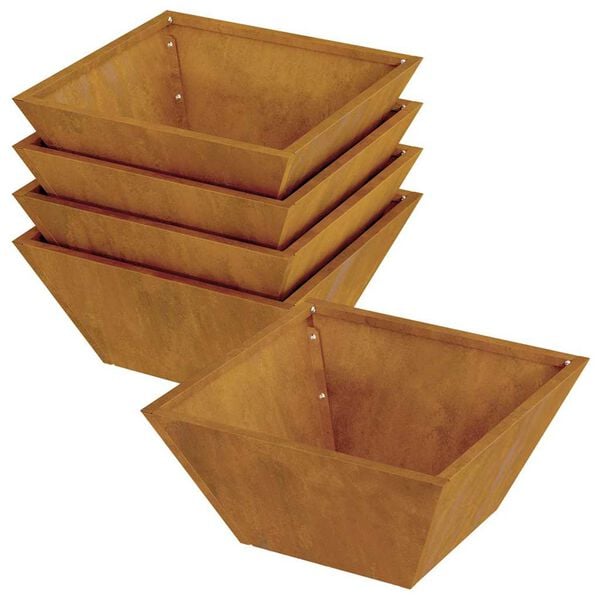 vidaXL Puutarha ruukku 5 pcs Ruosteinen 35 x 35 x 15 cm Kulunut Ter&auml;s