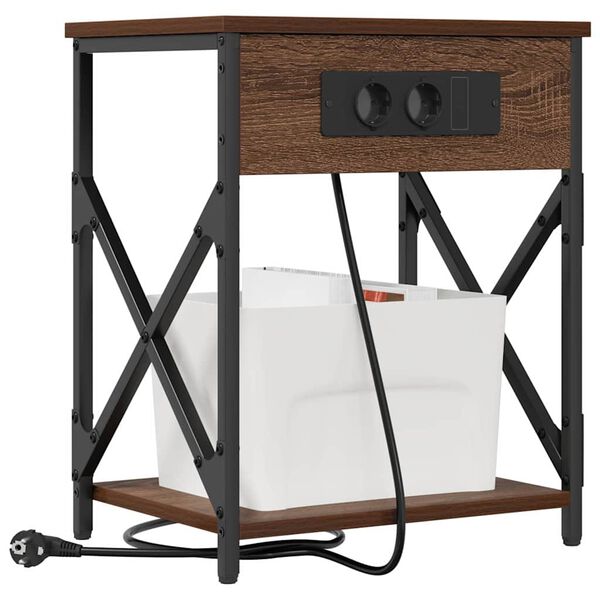 vidaXL Y&ouml;p&ouml;yt&auml;kaappi 2 pcs Ruskea tammi 41 x 31 x 51 cm Tekninen puu