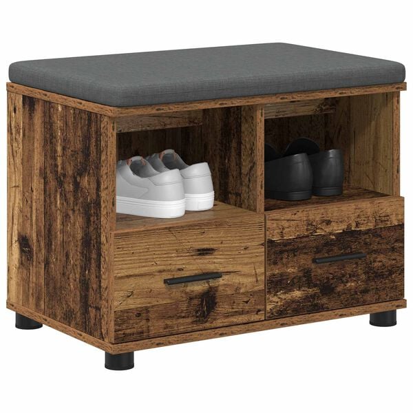vidaXL Halli penkki tyynyll&auml; laatikon kanssa Vanha puu 60 x 38 x 46 cm