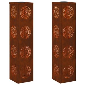 vidaXL Aurinko LED-polkuvalo 2 kpl L&auml;mpim&auml;n Valkoinen 18 x 18 x 80 cm