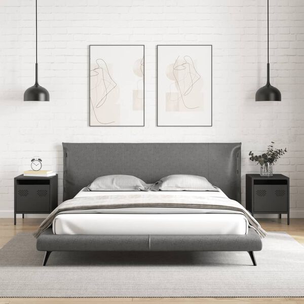 vidaXL Yöpöydät 2 kpl musta 35x39x43,5 cm teräs