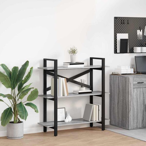 vidaXL Kirjahylly Harmaa Sonoma 100 x 33,5 x 102 cm Tekninen puu