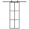 vidaXL Liukuovi asennustarvikkeilla musta 76x205 cm ESG lasi
