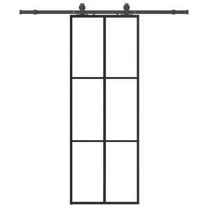 vidaXL Liukuovi asennustarvikkeilla musta 76x205 cm ESG lasi