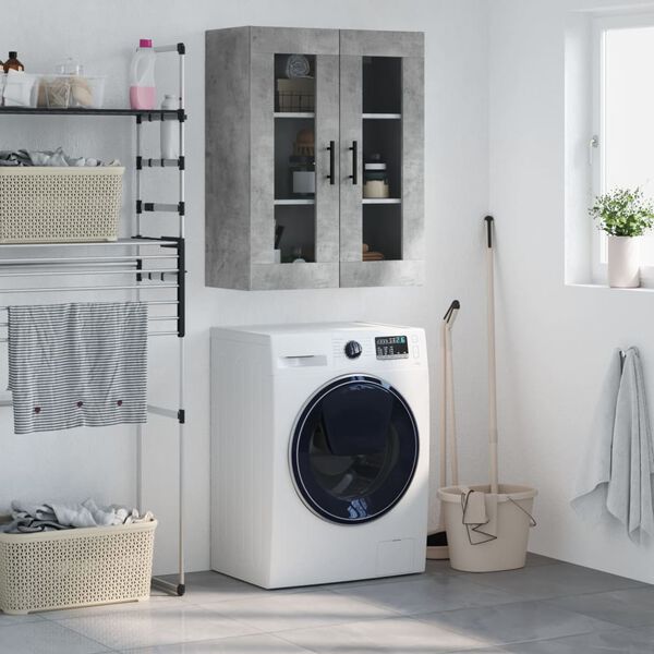 vidaXL Sein&auml;kiinnitett&auml;v&auml; kaappi betoninharmaa 69,5x34x90 cm