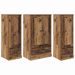 vidaXL Korkea kaappi 3 kpl Vanha Puu 132 x 35,5 x 103,5 cm