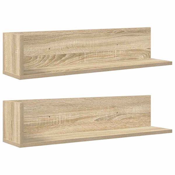 vidaXL Sein&auml;hyllyt 2 kpl Sonoma Oak 75x16,5x16,5 cm Engineered Wood
