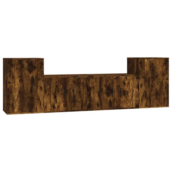 vidaXL 4-osainen TV-kaappisarja savutammi tekninen puu