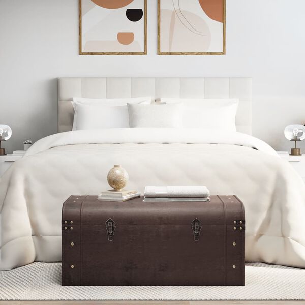 vidaXL Aarrearkku salvoilla tummanruskea 90x50x39,5 cm vaneri