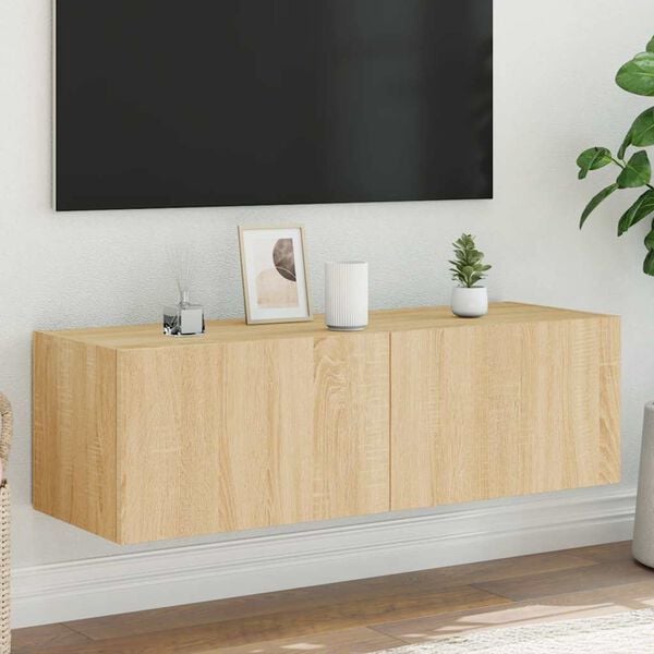 vidaXL TV-sein&auml;kaappi LED-valoilla Sonoma-tammi 100x35x31 cm