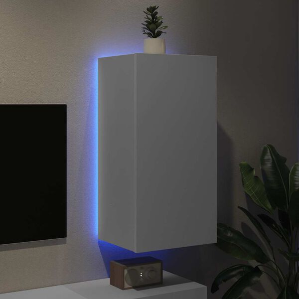 vidaXL TV-seinäkaappi LED-valoilla valkoinen 40,5x35x80 cm