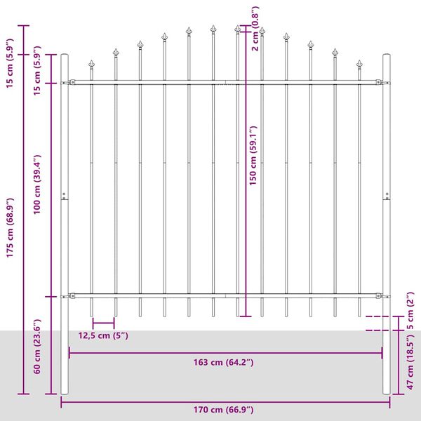 vidaXL Puutarha-aita Woerden keih&auml;sk&auml;rkinen ter&auml;s 170x150 cm musta