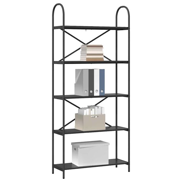 vidaXL Kirjahylly Musta tammi. 80 x 30 x 183 cm Tekninen puu