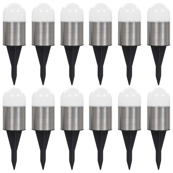 vidaXL Aurinkoenergia maavalaisimet 12 kpl LED valkoinen