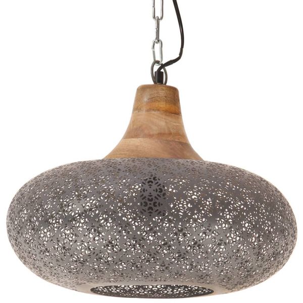 vidaXL Teollinen riippuvalaisin harmaa rauta ja t&auml;ysi puu 40 cm E27