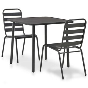 vidaXL Bistrokalusteryhm&auml; ulkotiloihin 3 osaa ter&auml;s tummanharmaa