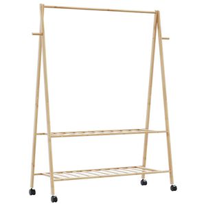 vidaXL Vaateteline hyllyill&auml; ja py&ouml;rill&auml; 132x45,5x155,5 cm bambu