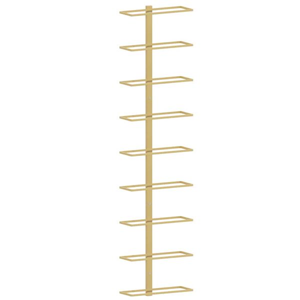 vidaXL Sein&auml;kiinnitett&auml;v&auml; viinipulloteline 9 pullolle kulta rauta