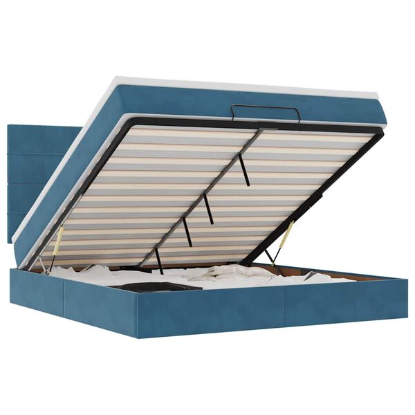 vidaXL Ottomaanisänky patjoineen tummansininen 180x200cm sametti